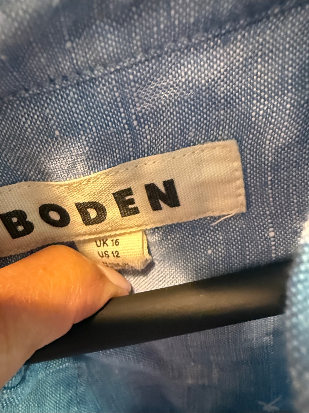 Boden Light Blue Ruffle-Front Blouse chambray! - Picture 2 of 4
